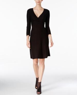 Nine West Embellished Surplice A-line Sweater Dress