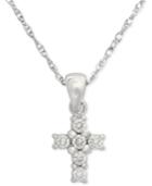 Diamond Necklace, 14k White Gold Cross Diamond Pendant (1/8 Ct. T.w.)