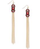 Thalia Sodi Gold-tone Stone Cluster Tassel Drop Earrings, Created For Macy's