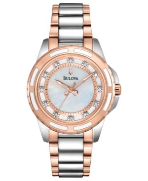 Bulova Women's Diamond Accent Two-tone Stainless Steel Bracelet Watch 32mm 98p134