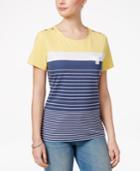 Karen Scott Striped Button-shoulder Top, Only At Macy's