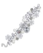 Charter Club Silver-tone Crystal & Imitation Pearl Snowflake Watch Charm Bracelet, Created For Macy's