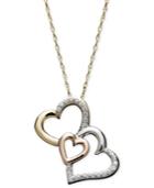 Treasured Hearts Triple Heart Diamond Pendant Necklace In 14k Gold, 14k Rose Gold And Sterling Silver (1/6 Ct. T.w.)