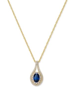 Sapphire (1/2 Ct. T.w.) & Diamond (1/4 Ct. T.w.) Pendant Necklace In 14k Gold (also Emerald & Certified Ruby)