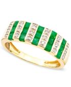 14k Gold Emerald (9/10 Ct. T.w.) & Diamond (1/10 Ct. T.w.) Ring