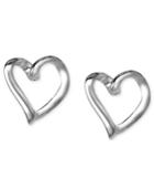 Unwritten Sterling Silver Earrings, Open Heart Stud Earrings