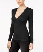 Guess Jenny Long-sleeve Ribbed Henley Top