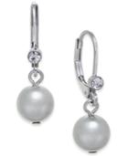 Charter Club Silver-tone Pave & Gray Imitation Pearl Drop Earrings, Only At Macy's