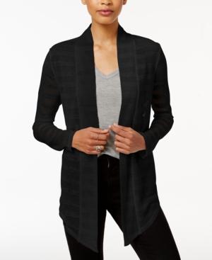 Bar Iii Asymmetrical Mesh-contrast Cardigan, Created For Macy's