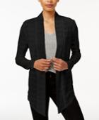Bar Iii Asymmetrical Mesh-contrast Cardigan, Created For Macy's