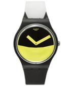 Swatch Unisex Swiss Es War Einmal Black And White Silicone Strap Watch 41mm Suob130