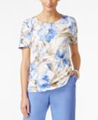 Alfred Dunner Petite Embellished Floral-print T-shirt