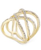 Inc International Concepts Gold-tone Pave Crisscross Statement Ring, Only At Macy's