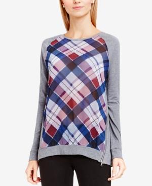 Vince Camuto Plaid Mixed-media Top