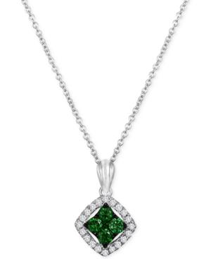 Le Vian Exotics Diamond Green Pendant Necklace (1/3 Ct. T.w.) In 14k White Gold