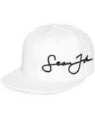Sean John Men's Core Script White Embroidered-logo Flexfit Hat