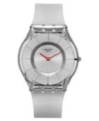 Swatch Unisex Swiss Skin Ghost Gray Transparent Silicone Strap Watch 34mm Sfm129