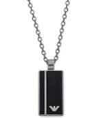 Emporio Armani Men's Stainless Steel Black Dog Tag Necklace Egs2031