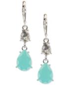 Nine West Silver-tone Blue Stone And Crystal Double Drop Earrings