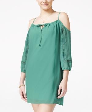 City Studios Juniors' Solid Cold-shoulder Dress