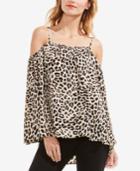 Vince Camuto Animal-print Cold-shoulder Top