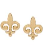Fleur De Lis Stud Earrings In 10k Gold