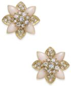 Charter Club Gold-tone Crystal & Pink Stone Stud Earrings, Created For Macy's