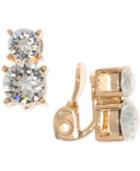 Anne Klein Gold-tone Crystal Double Drop Clip-on Earrings