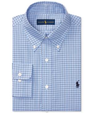 Polo Ralph Lauren Men's Regular Fit Blue Plaid Oxford Dress Shirt