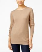 Jm Collection Crew Neck Button Cuff Sweater, Only At Macy's