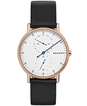 Skagen Men's Signatur Black Leather Strap Watch 40mm