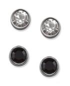 Swarovski Earring Set, Clear And Black Crystal Studs
