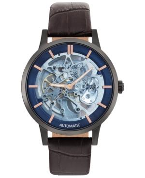 Kenneth Cole New York Men's Automatic Brown Leather Strap Watch 44mm