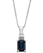 Sapphire (1-1/6 Ct. T.w.) & Diamond Accent 18 Pendant Necklace 14k White Gold