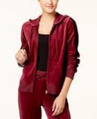 Hippie Rose Juniors' Striped-sleeve Velour Hoodie