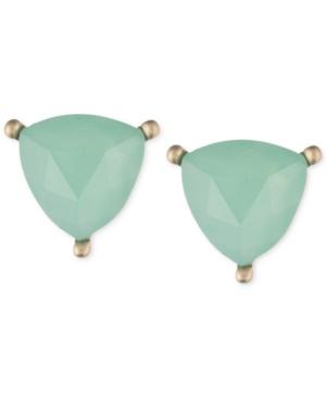 Lonna & Lilly Gold-tone Green Stone Trillion Stud Earrings