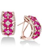 Amore By Effycertified Ruby (2-3/4 Ct. T.w.) & Diamond (7/8 Ct. T.w.) Curved Drop Earrings In 14k Rose Gold