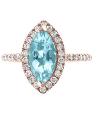 Effy Aquamarine (1-1/3 Ct. T.w.) & Diamond (3/8 Ct. T.w.) Ring In 14k Rose Gold