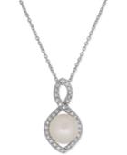 Honora Style Cultured Freshwater Pearl (9mm) & Swarovski Zirconia Infinity Pendant Necklace