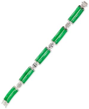Dyed Jade (5 X 27mm) Two-row Bracelet In Sterling Silver