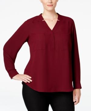 Nine West Plus Size Long-sleeve Crepe Top