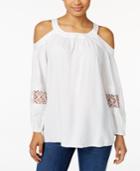 Style & Co. Cold-shoulder Crochet-trim Top, Created For Macy's