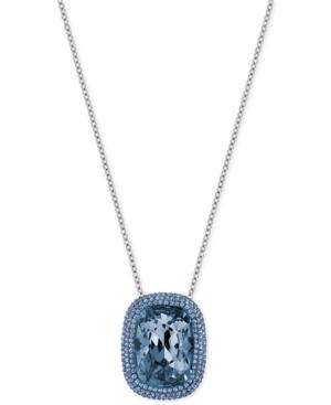 Swarovski Silver-tone Rectangle Halo Crystal Pendant Necklace