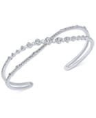 Danori Silver-tone Pave & Crystal Crisscross Cuff Bracelet, Only At Macy's