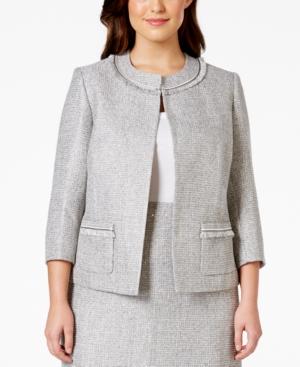 Tahari Asl Plus Size Fringe-trim Boucle Jacket
