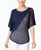 Style & Co. Asymmetrical Crochet-panel Top, Only At Macy's