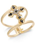 Thalia Sodi Gold-tone Stone Cross Wide Cuff Bracelet, Created For Macy's