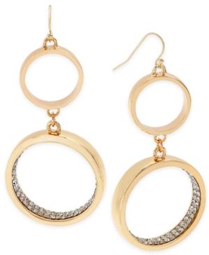 Thalia Sodi Gold-tone Pave Double Hoop Drop Earrings, Only At Macy's