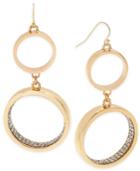 Thalia Sodi Gold-tone Pave Double Hoop Drop Earrings, Only At Macy's