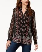 Style & Co Printed Sheer Tunic Shirt, Created For Macy's